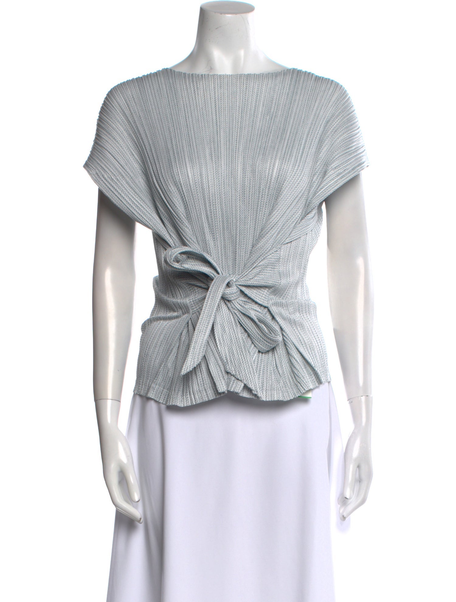 Pleats Please Issey Miyake Striped Bateau Neckline Top w/ Tags