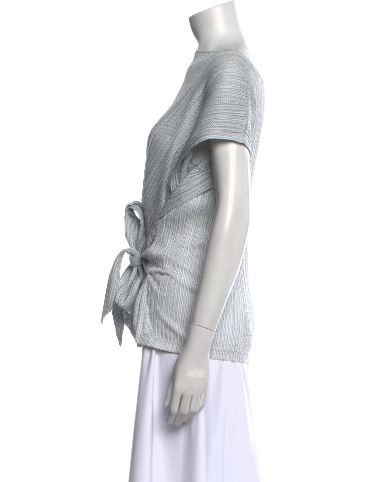 Pleats Please Issey Miyake Striped Bateau Neckline Top w/ Tags