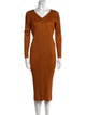 Pleats Please Issey Miyake V-Neck Midi Length Dress