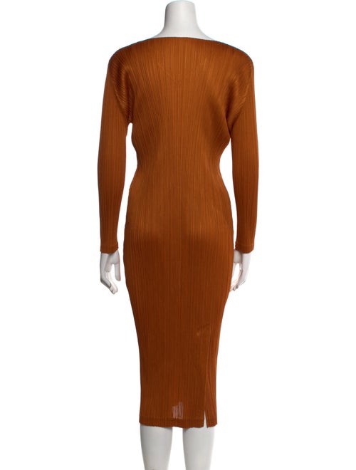 Pleats Please Issey Miyake V-Neck Midi Length Dress