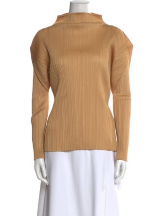 Pleats Please Issey Miyake Mock Neck Long Sleeve Top