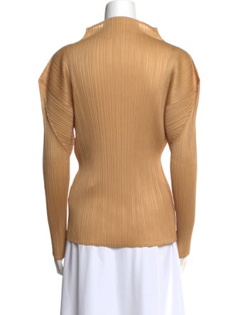 Pleats Please Issey Miyake Mock Neck Long Sleeve Top