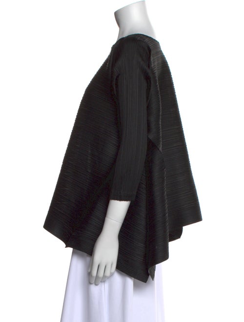 Pleats Please Issey Miyake Bateau Neckline Long Sleeve Top
