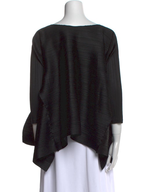 Pleats Please Issey Miyake Bateau Neckline Long Sleeve Top