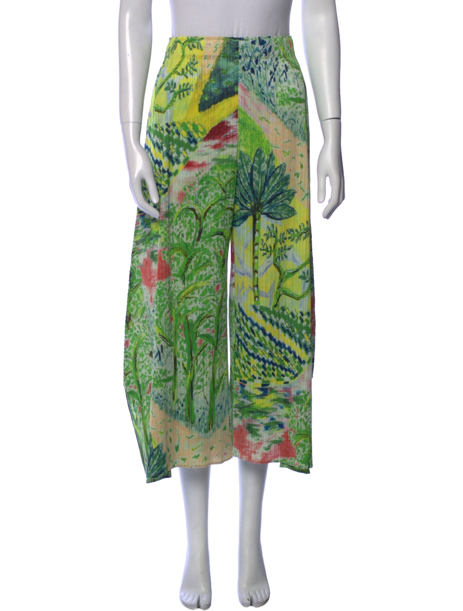 Pleats Please Issey Miyake Printed Wide Leg Pants