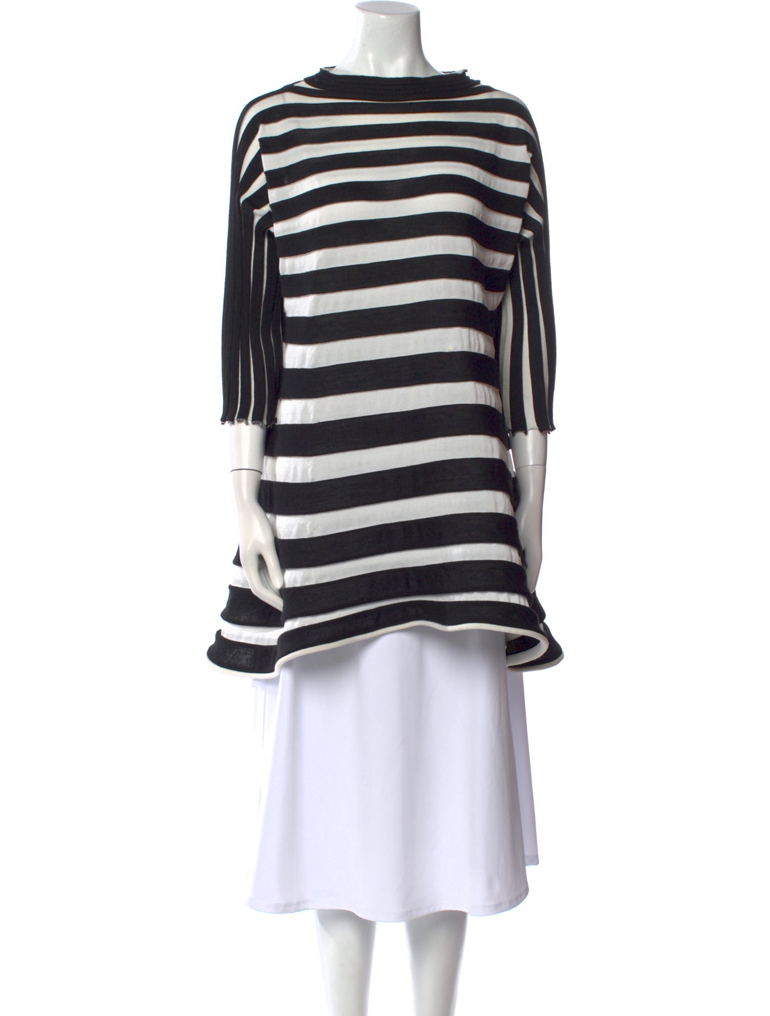 Pleats Please Issey Miyake Striped Bateau Neckline Tunic