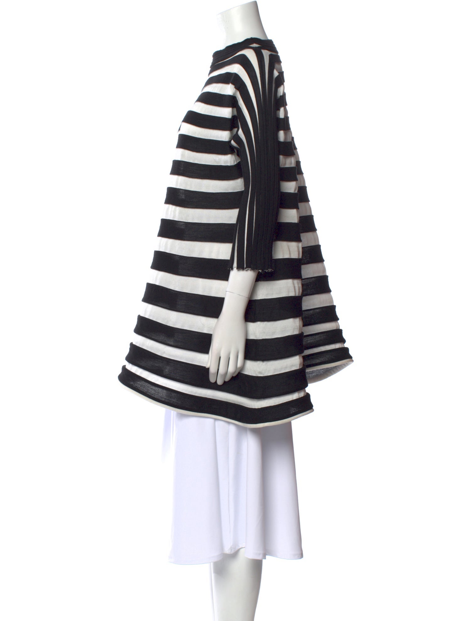 Pleats Please Issey Miyake Striped Bateau Neckline Tunic