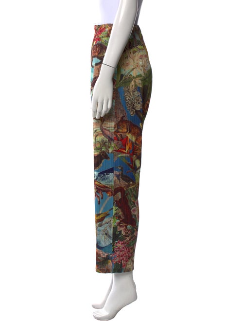 Pleats Please Issey Miyake Floral Print Wide Leg Pants