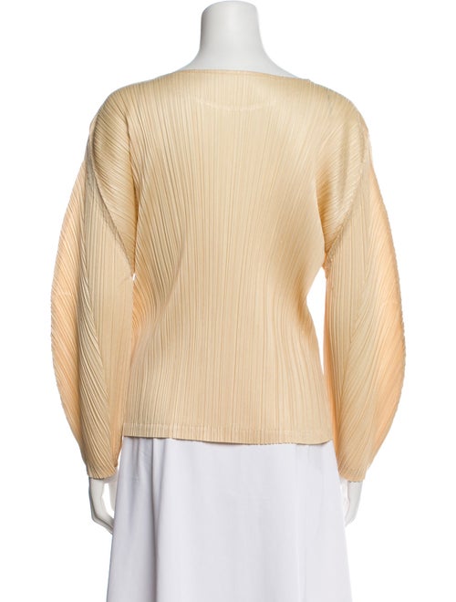 Pleats Please Issey Miyake Bateau Neckline Long Sleeve Top