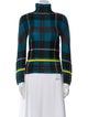 Pleats Please Issey Miyake Plaid Print Mock Neck Top