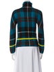 Pleats Please Issey Miyake Plaid Print Mock Neck Top