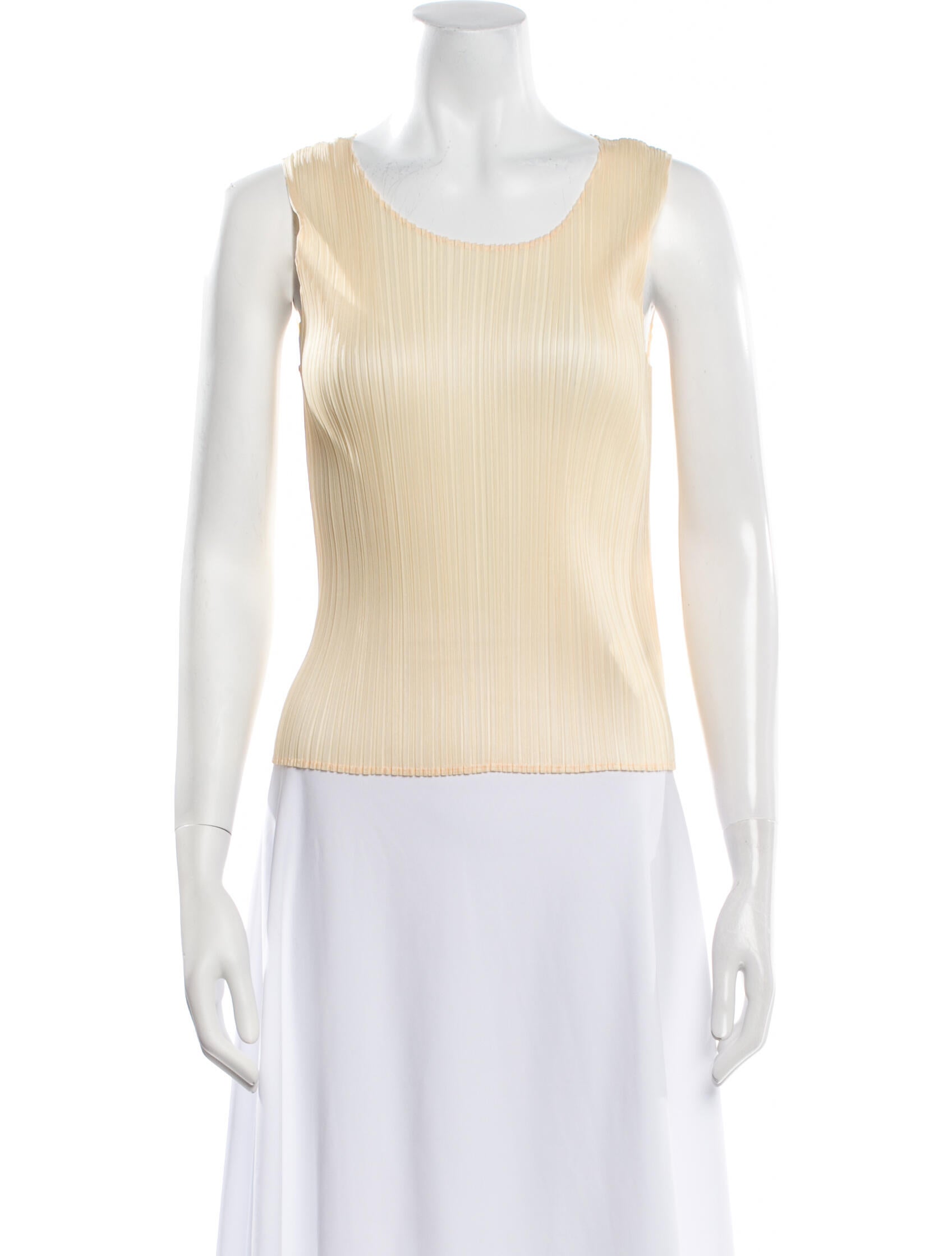 Pleats Please Issey Miyake Scoop Neck Sleeveless Top