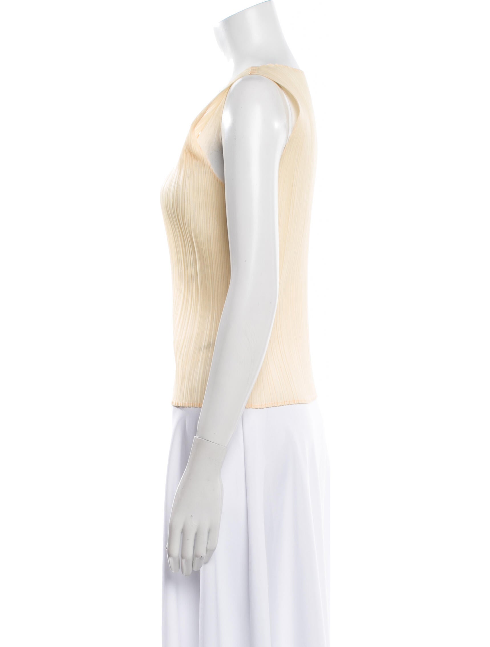 Pleats Please Issey Miyake Scoop Neck Sleeveless Top