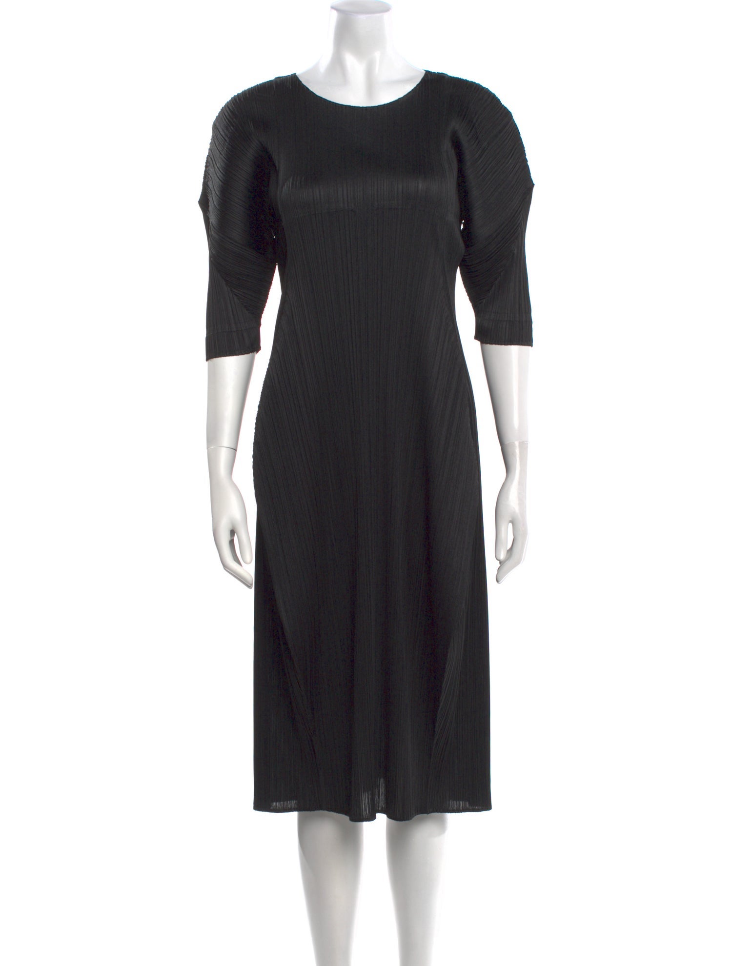 Pleats Please Issey Miyake Scoop Neck Midi Length Dress