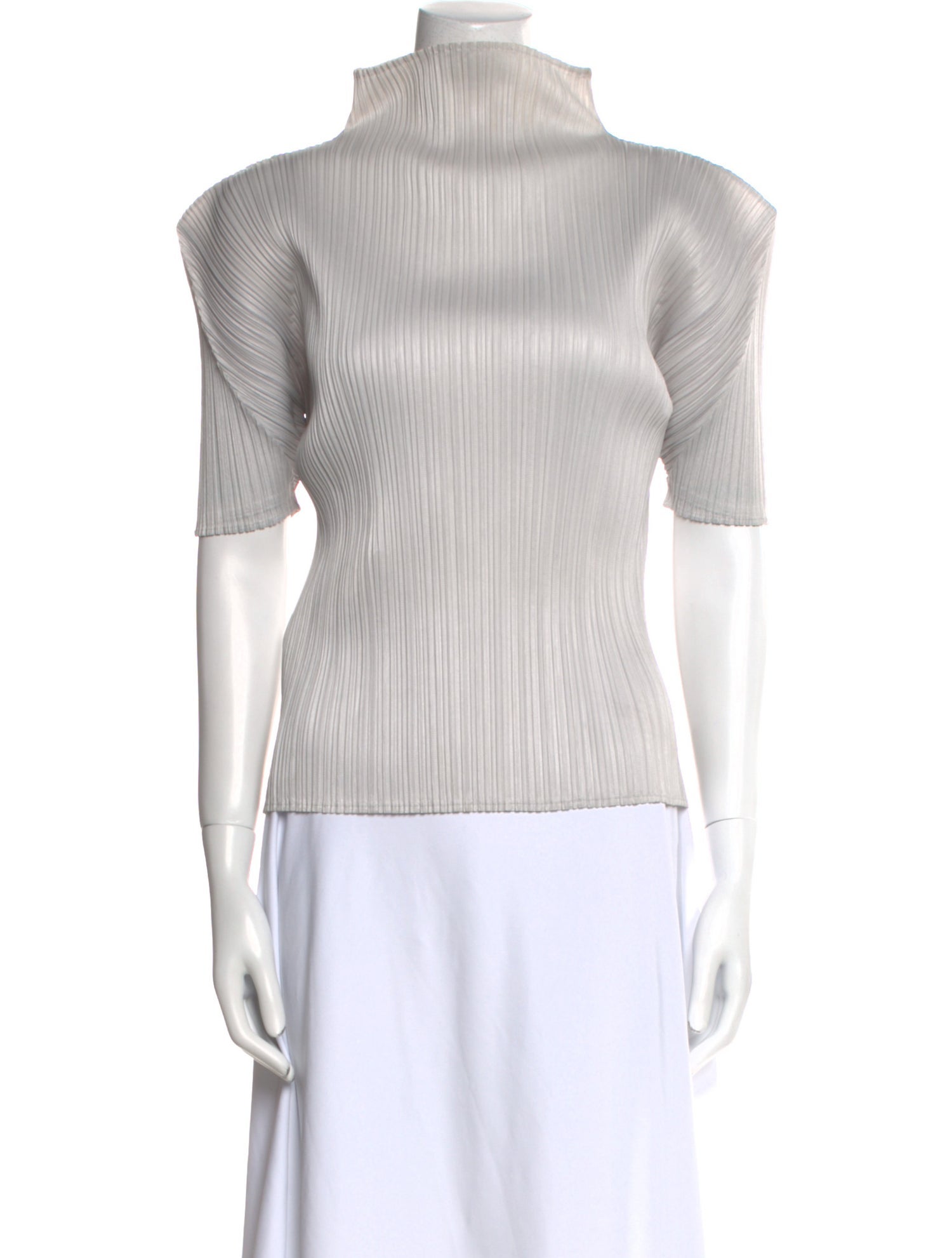 Pleats Please Issey Miyake Mock Neck Short Sleeve Top