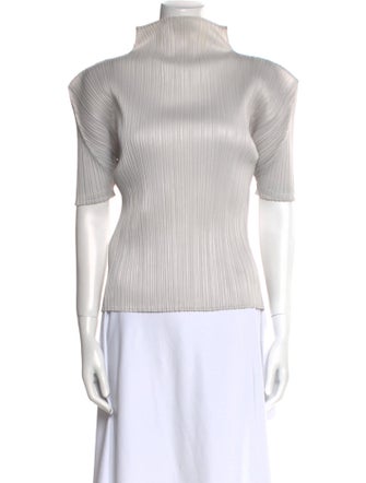 Pleats Please Issey Miyake Mock Neck Short Sleeve Top