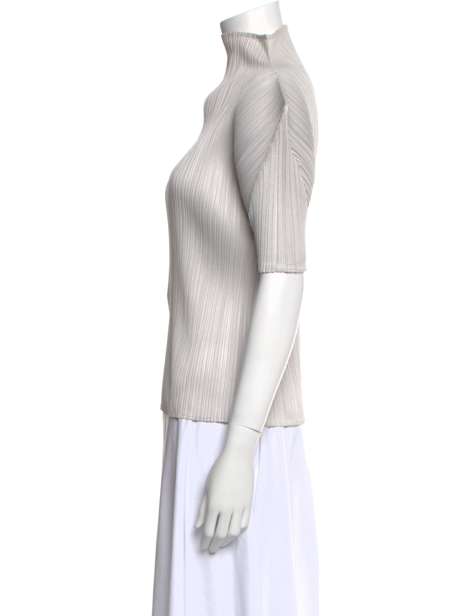 Pleats Please Issey Miyake Mock Neck Short Sleeve Top