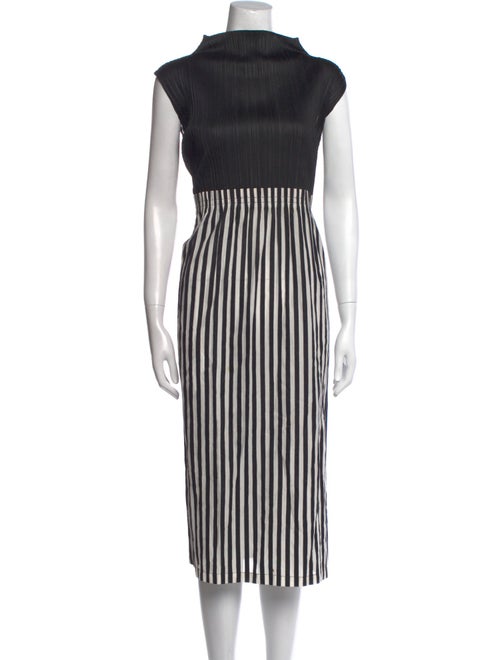 Pleats Please Issey Miyake Striped Midi Length Dress