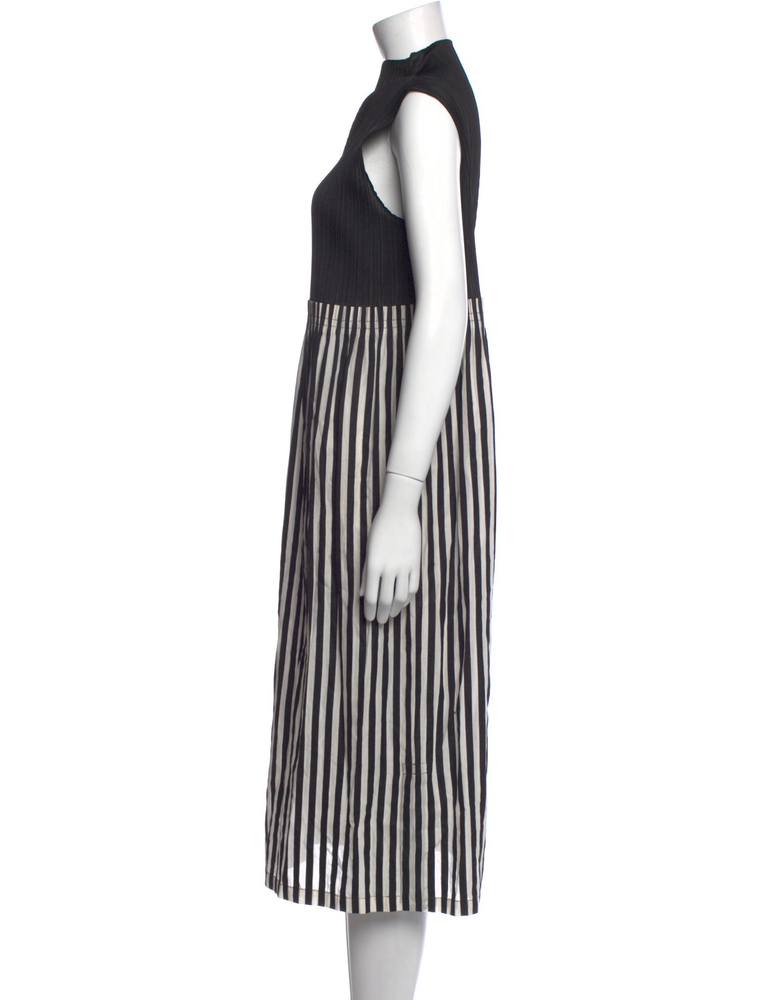Pleats Please Issey Miyake Striped Midi Length Dress