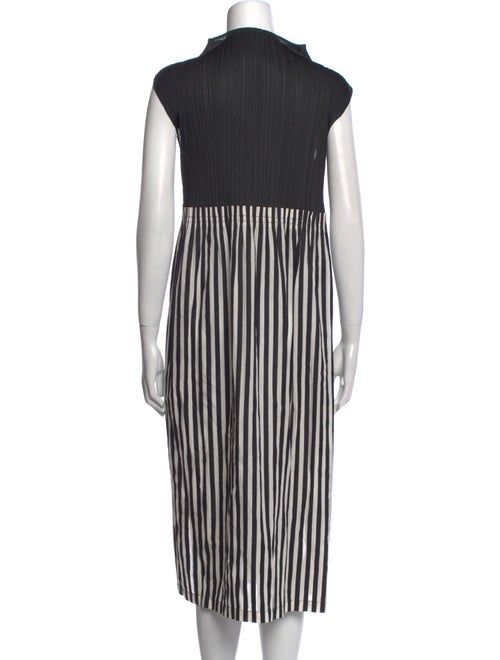 Pleats Please Issey Miyake Striped Midi Length Dress
