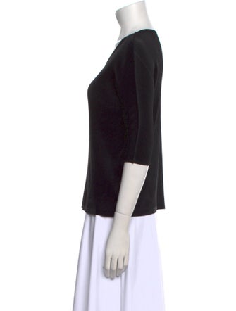 Pleats Please Issey Miyake V-Neck Three-Quarter Sleeve Top