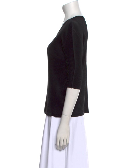 Pleats Please Issey Miyake V-Neck Three-Quarter Sleeve Top