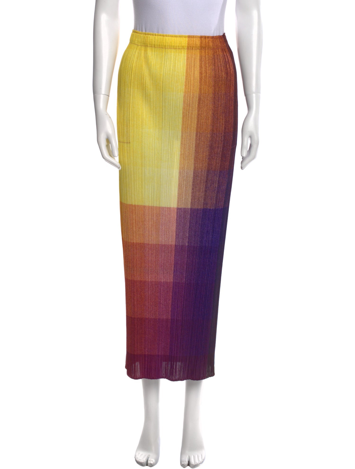 Pleats Please Issey Miyake Colorblock Pattern Midi Length Skirt