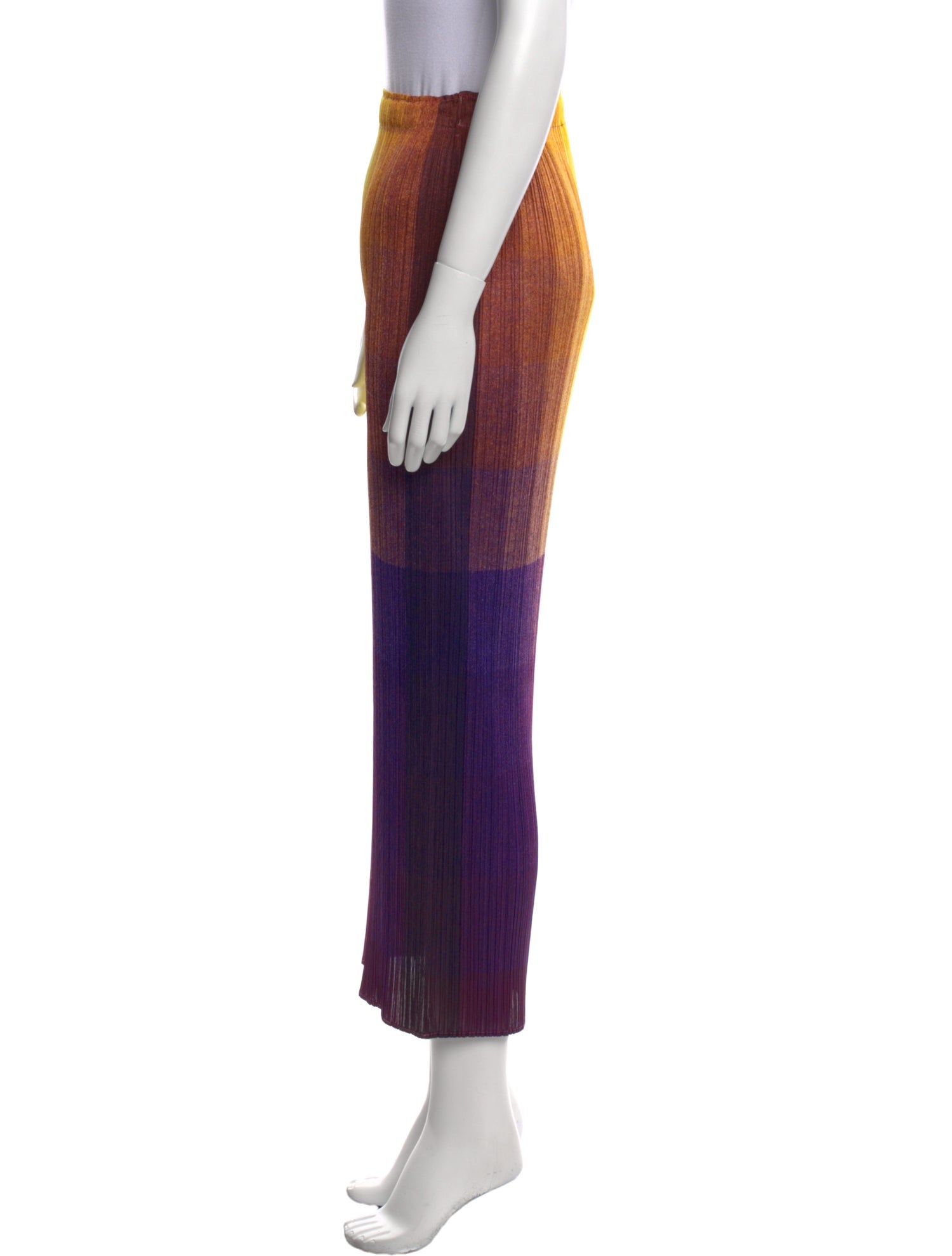 Pleats Please Issey Miyake Colorblock Pattern Midi Length Skirt