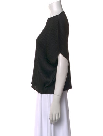 Pleats Please Issey Miyake Bateau Neckline Short Sleeve Crop Top