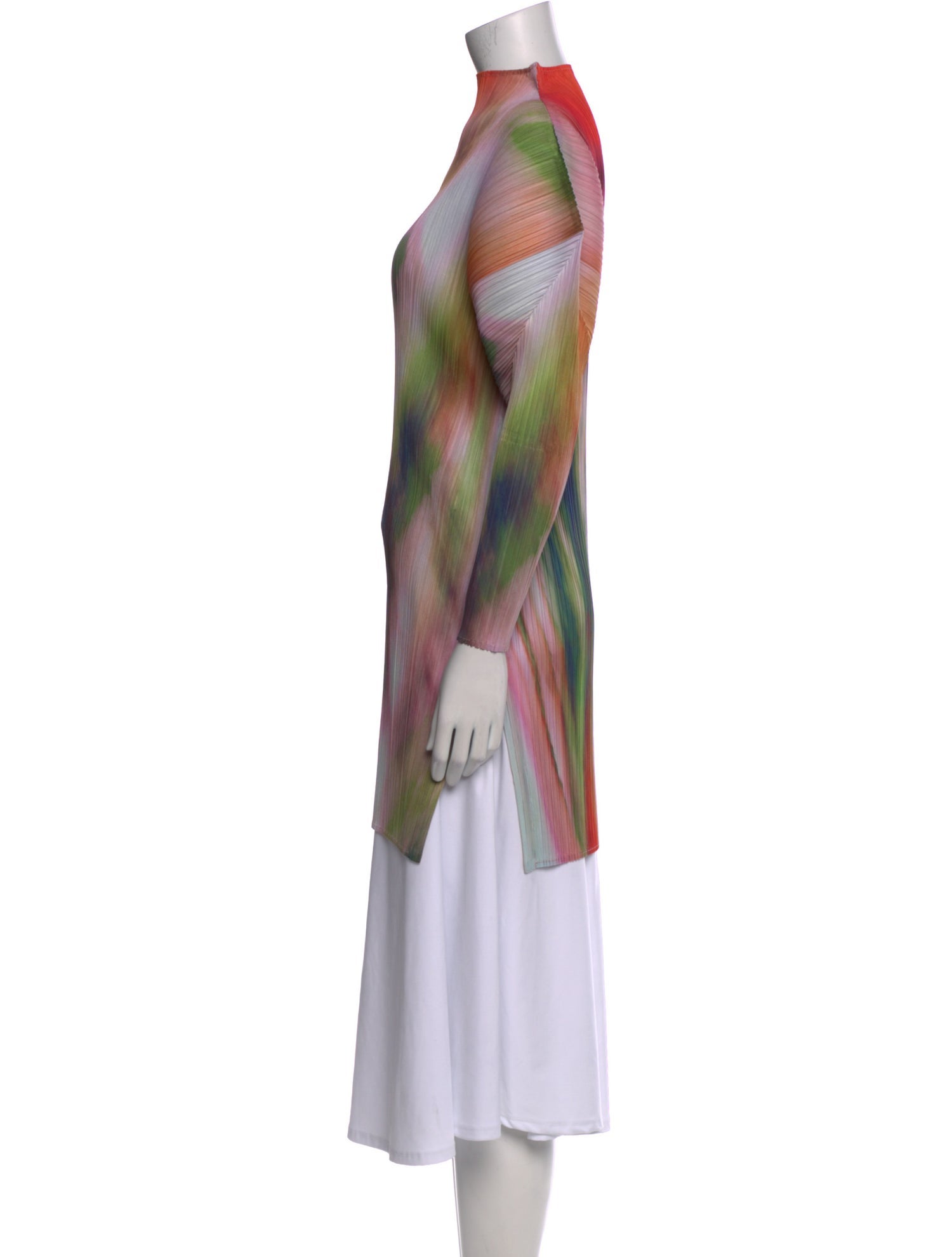 Pleats Please Issey Miyake Tie-Dye Print Mock Neck Tunic