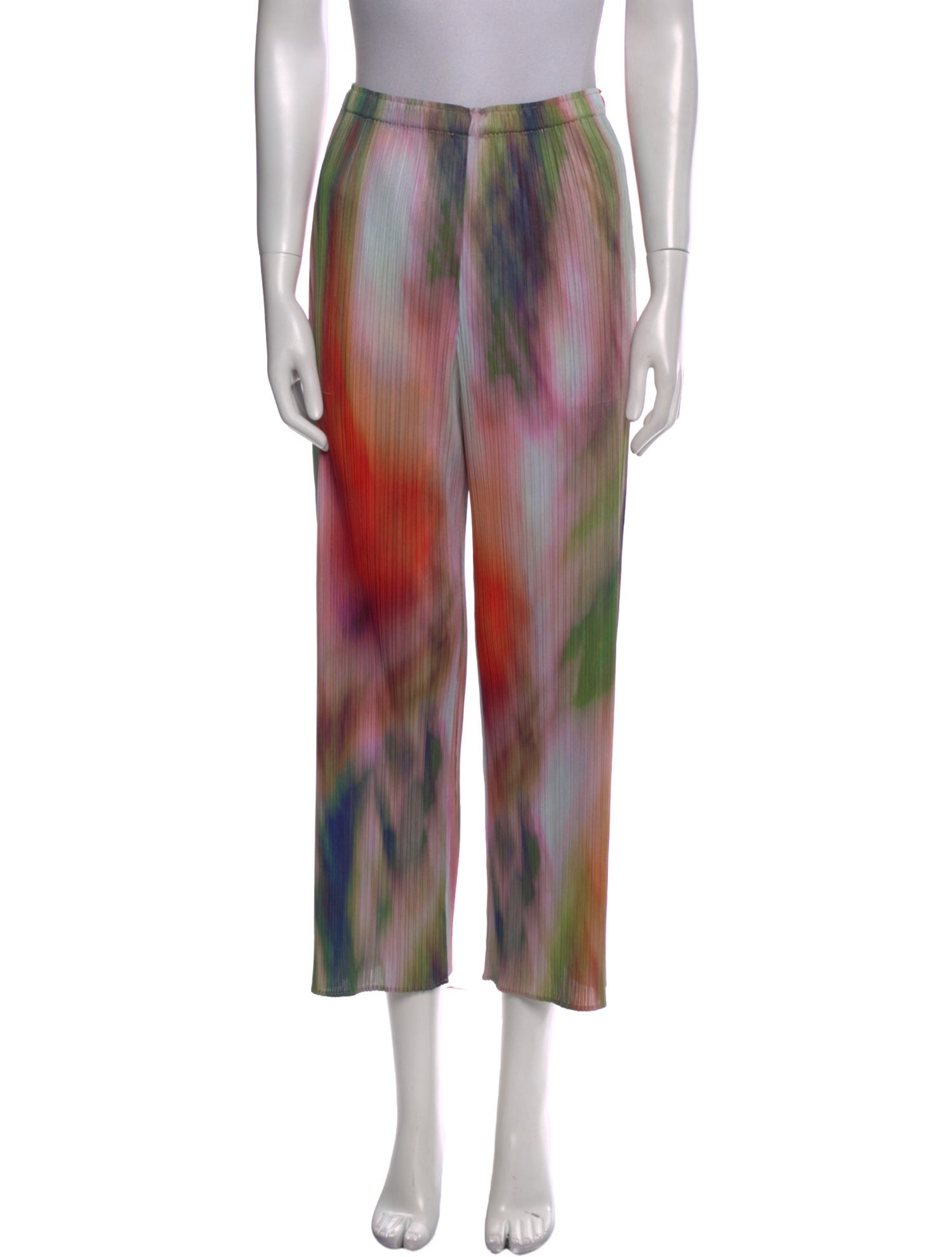 Pleats Please Issey Miyake Tie-Dye Print Wide Leg Pants