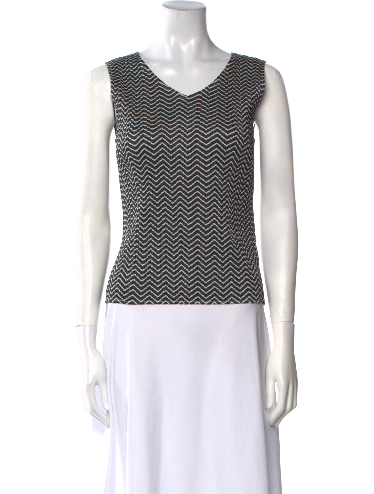 Pleats Please Issey Miyake Scoop Neck Sleeveless Top