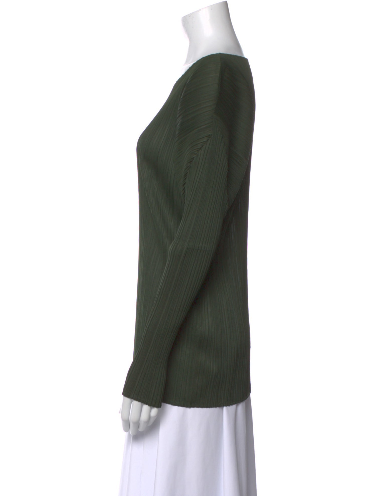 Pleats Please Issey Miyake Scoop Neck Long Sleeve Top