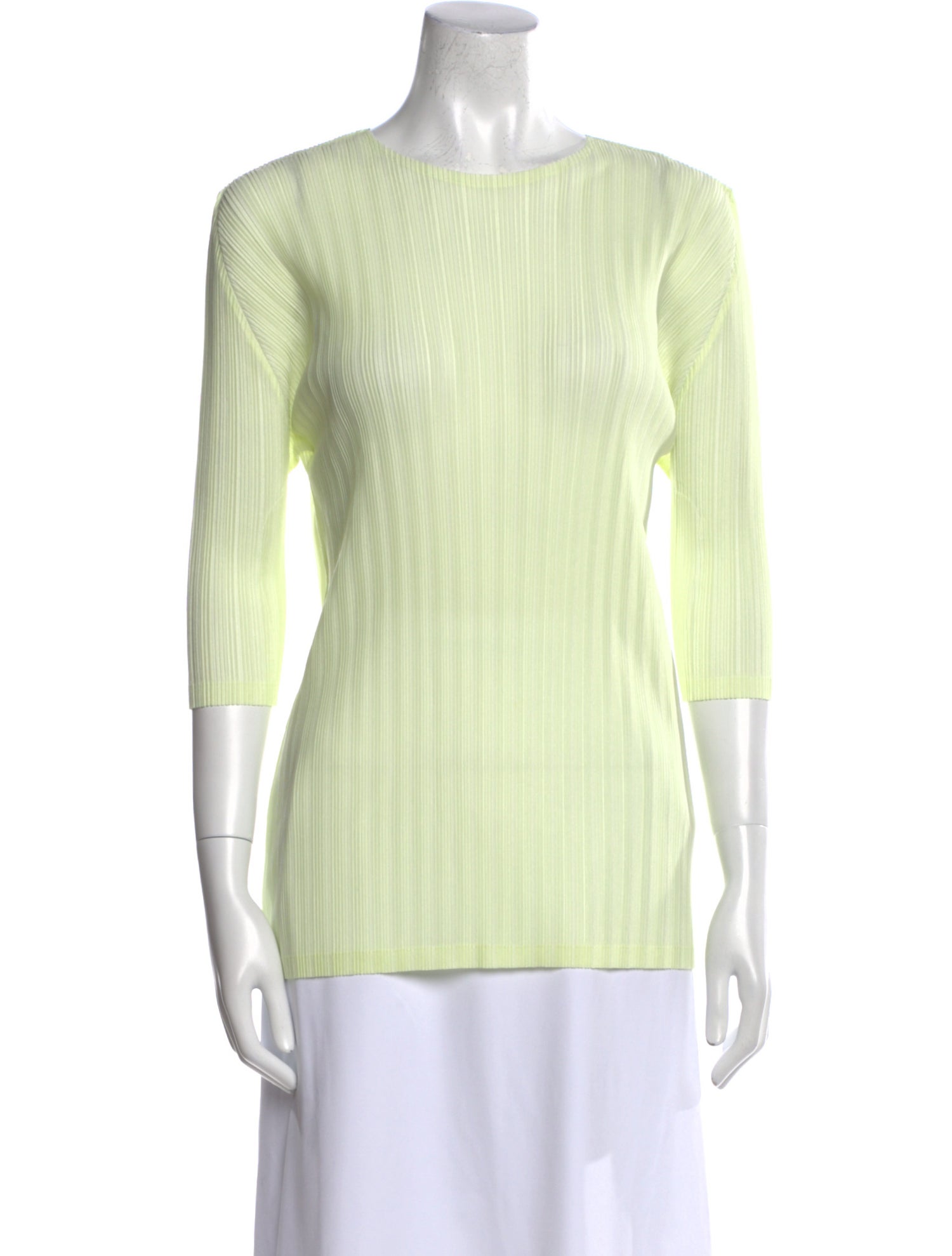 Pleats Please Issey Miyake Crew Neck Three-Quarter Sleeve Top