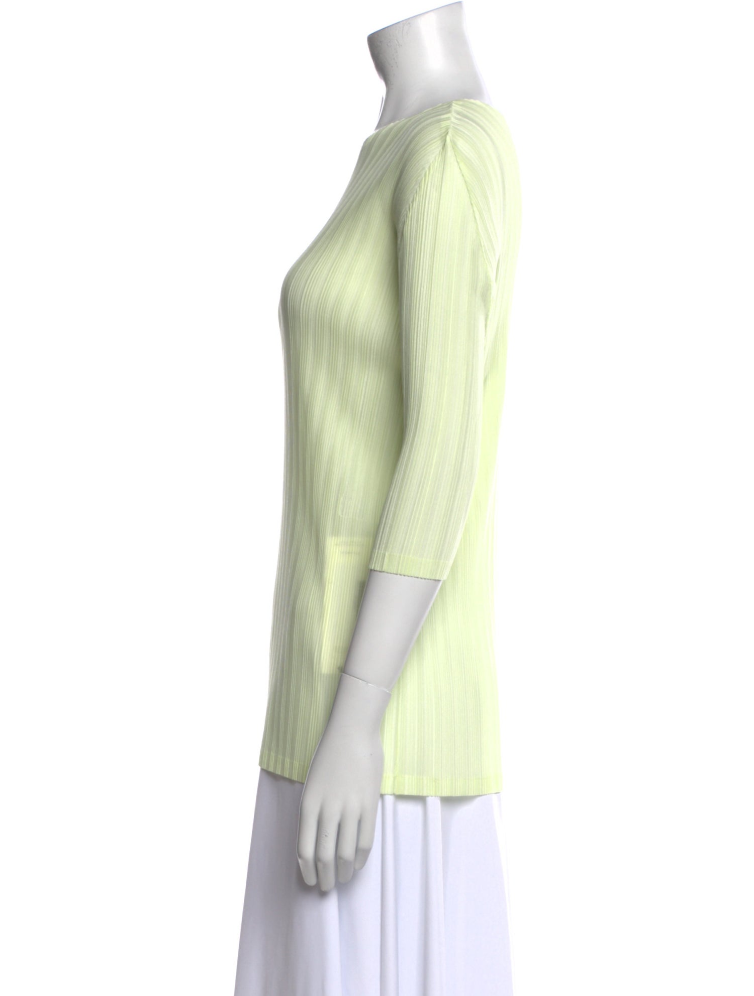 Pleats Please Issey Miyake Crew Neck Three-Quarter Sleeve Top