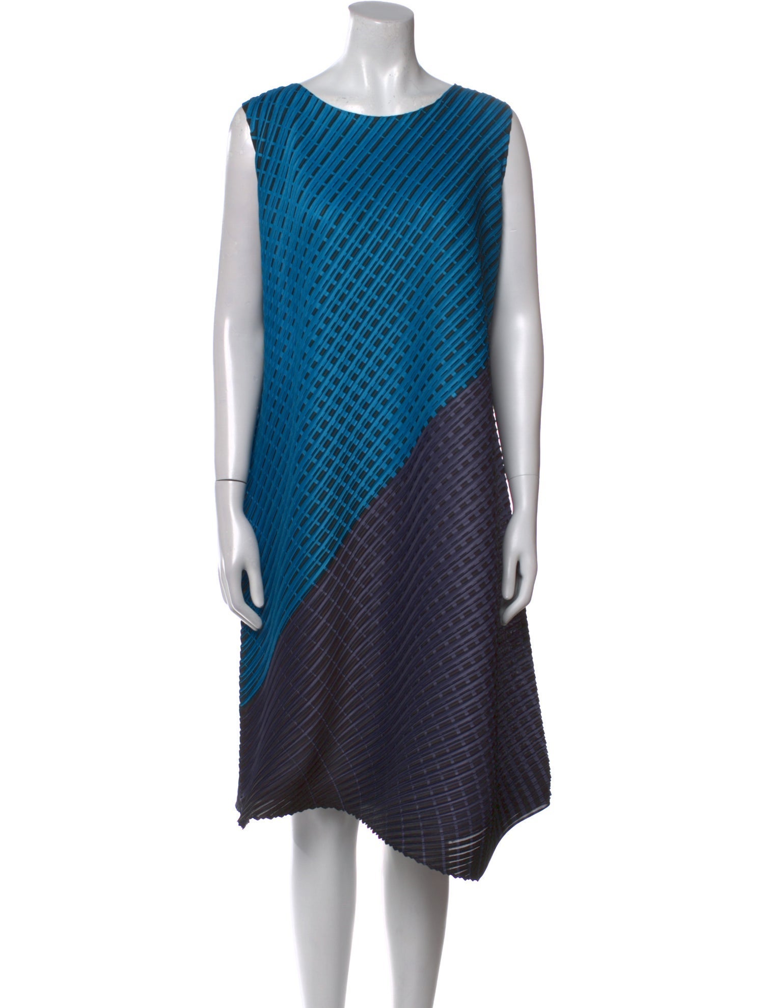 Pleats Please Issey Miyake Striped Mini Dress