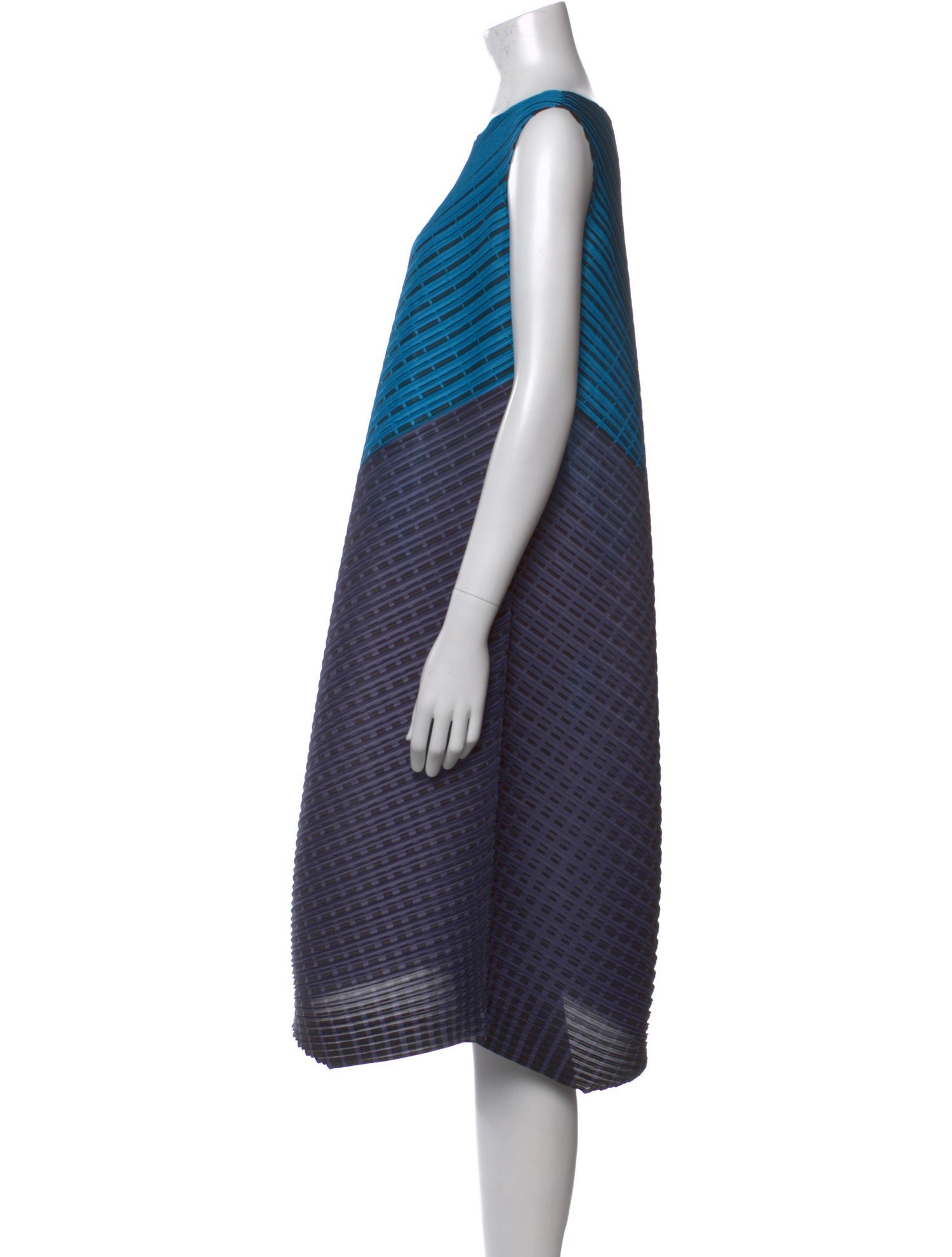 Pleats Please Issey Miyake Striped Mini Dress