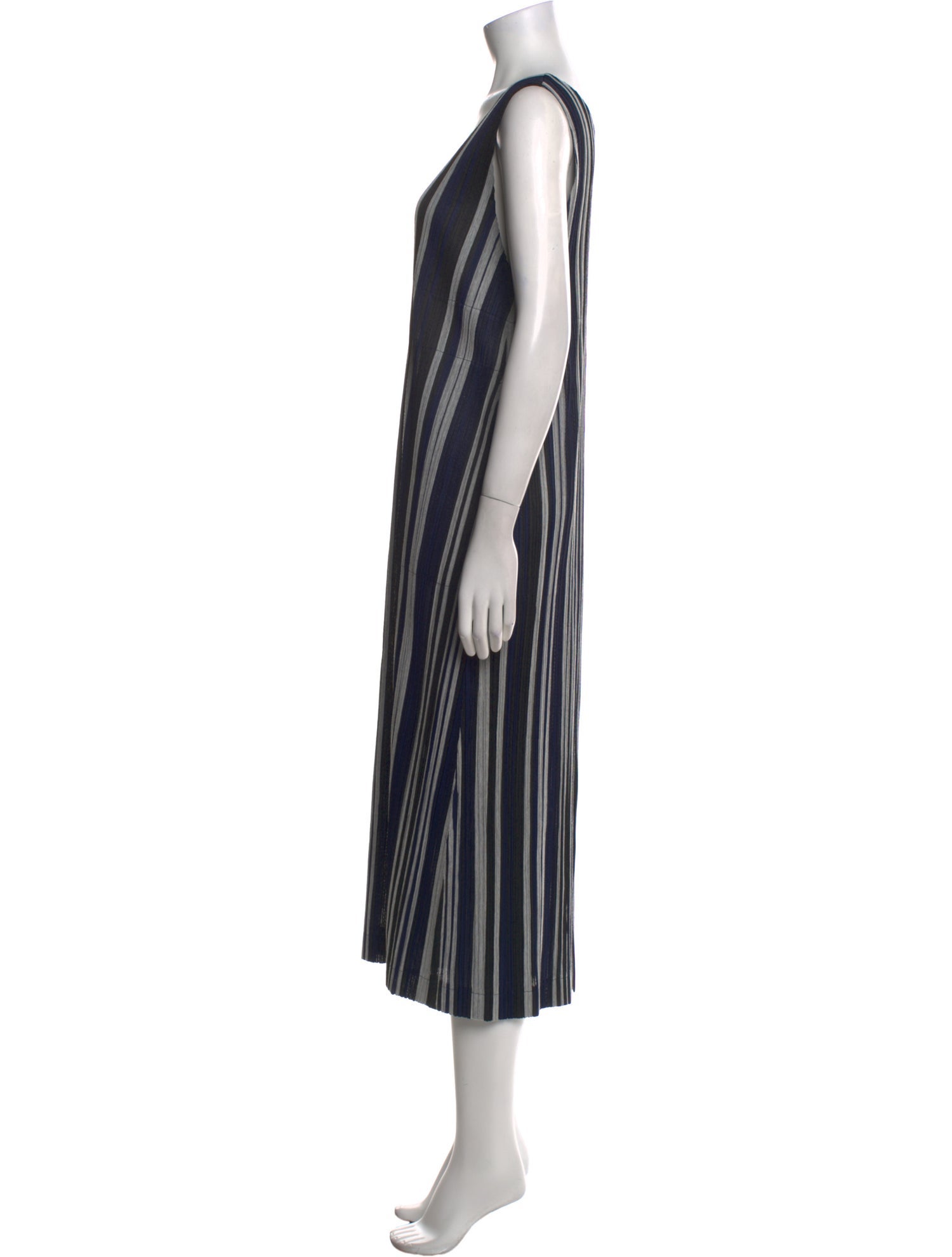 Pleats Please Issey Miyake Striped Long Dress