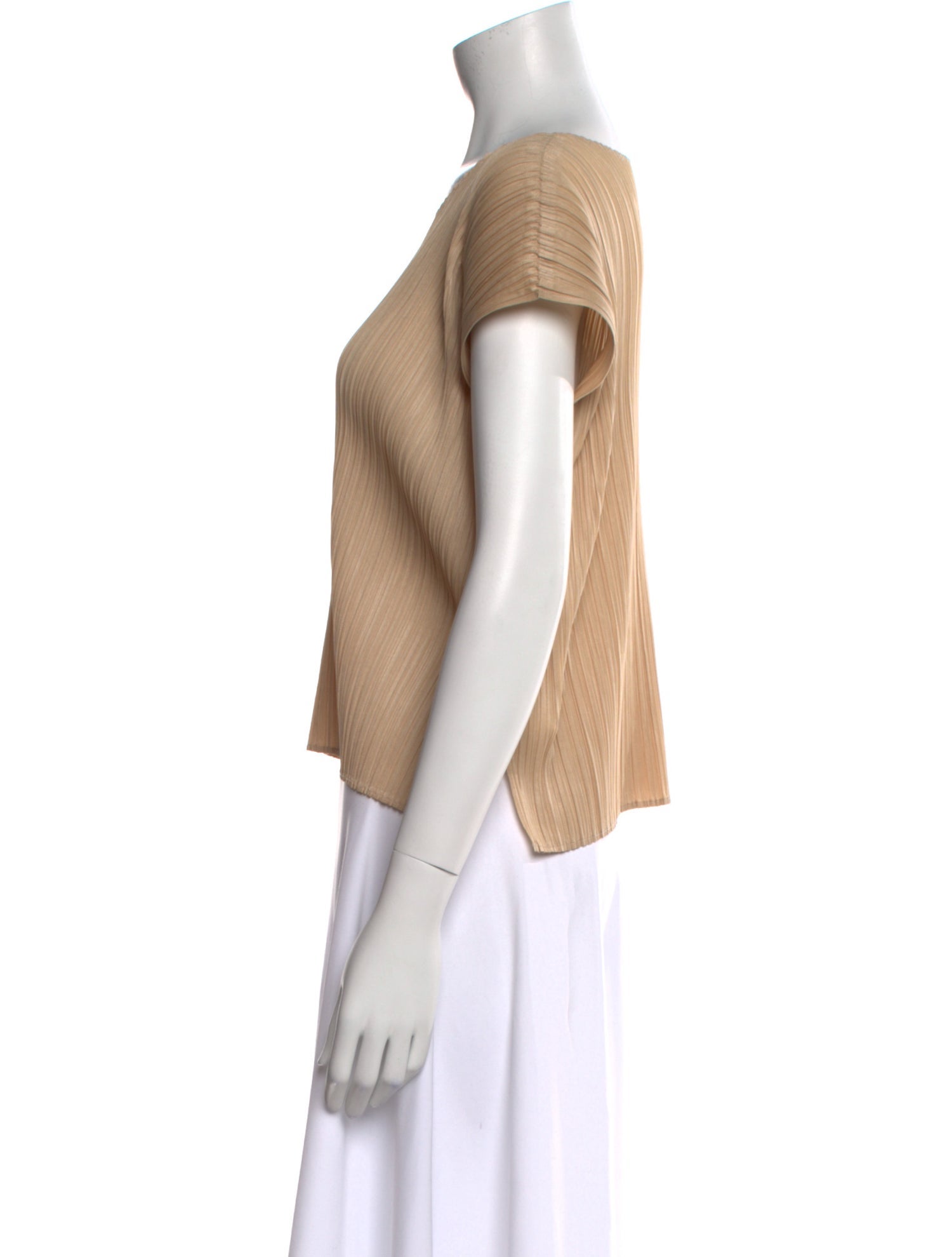 Pleats Please Issey Miyake Scoop Neck Short Sleeve Top