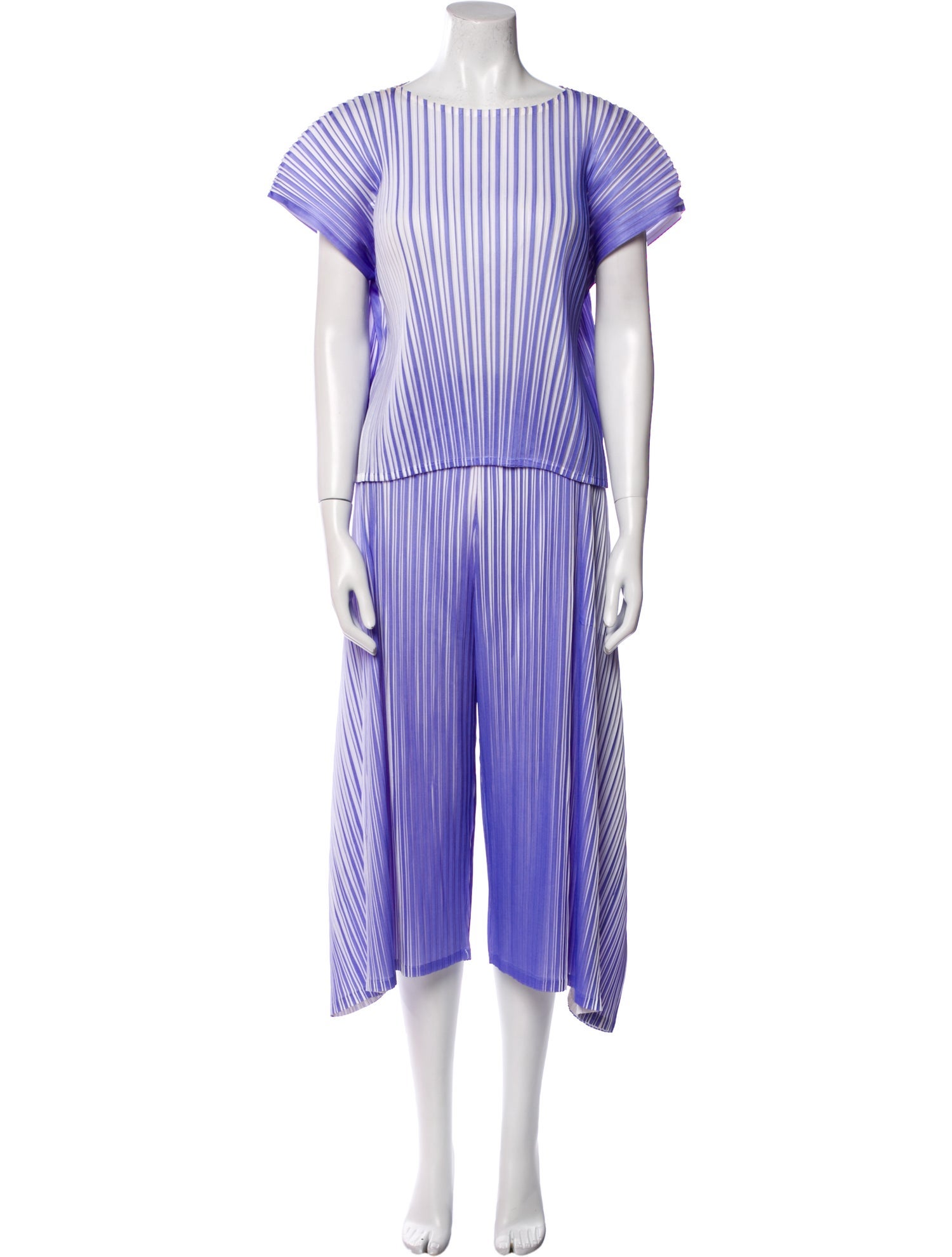 Pleats Please Issey Miyake Striped Pleated Accents Pant Set