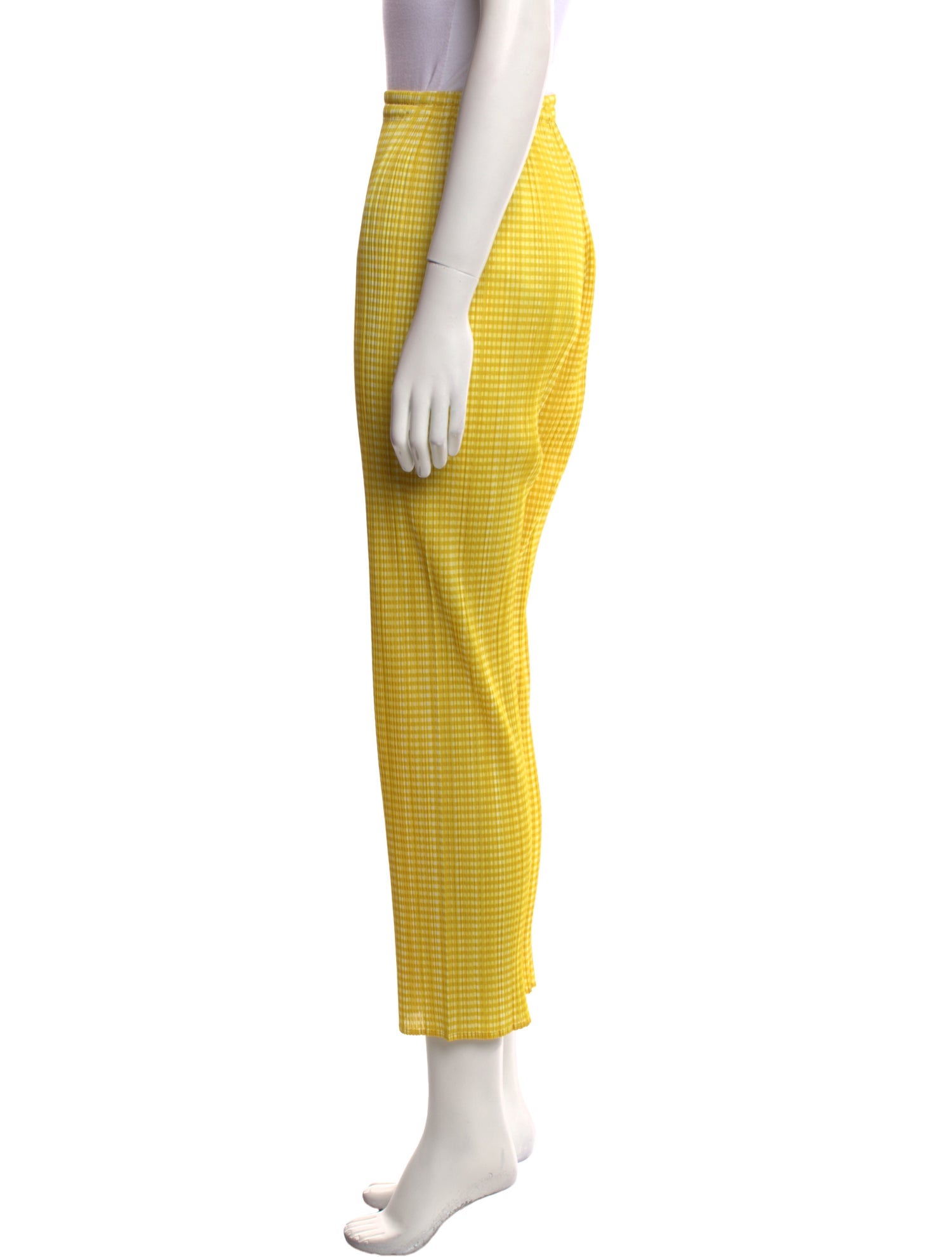 Pleats Please Issey Miyake Plaid Print Skinny Leg Pants