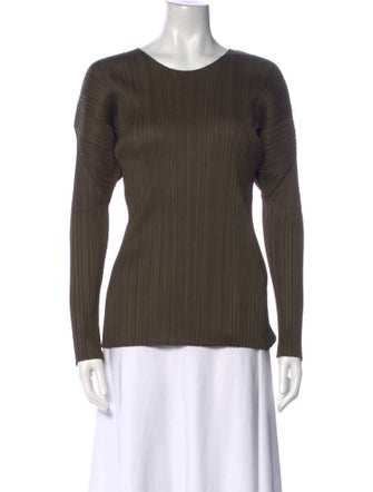 Pleats Please Issey Miyake Scoop Neck Long Sleeve Top