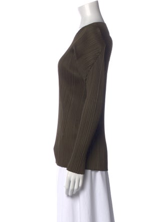 Pleats Please Issey Miyake Scoop Neck Long Sleeve Top