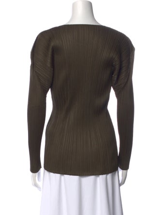 Pleats Please Issey Miyake Scoop Neck Long Sleeve Top