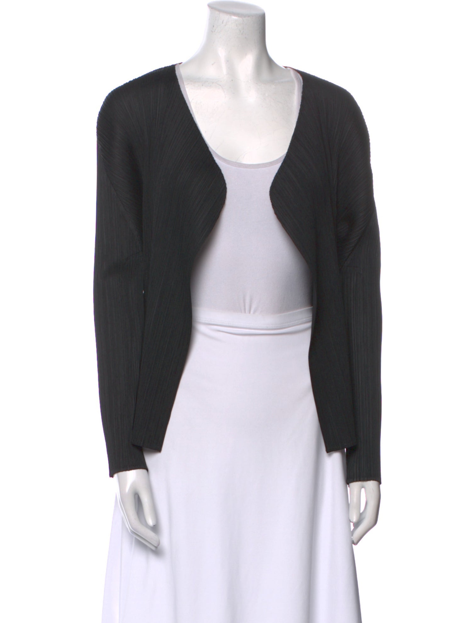 Pleats Please Issey Miyake V-Neck Long Sleeve Bodysuit