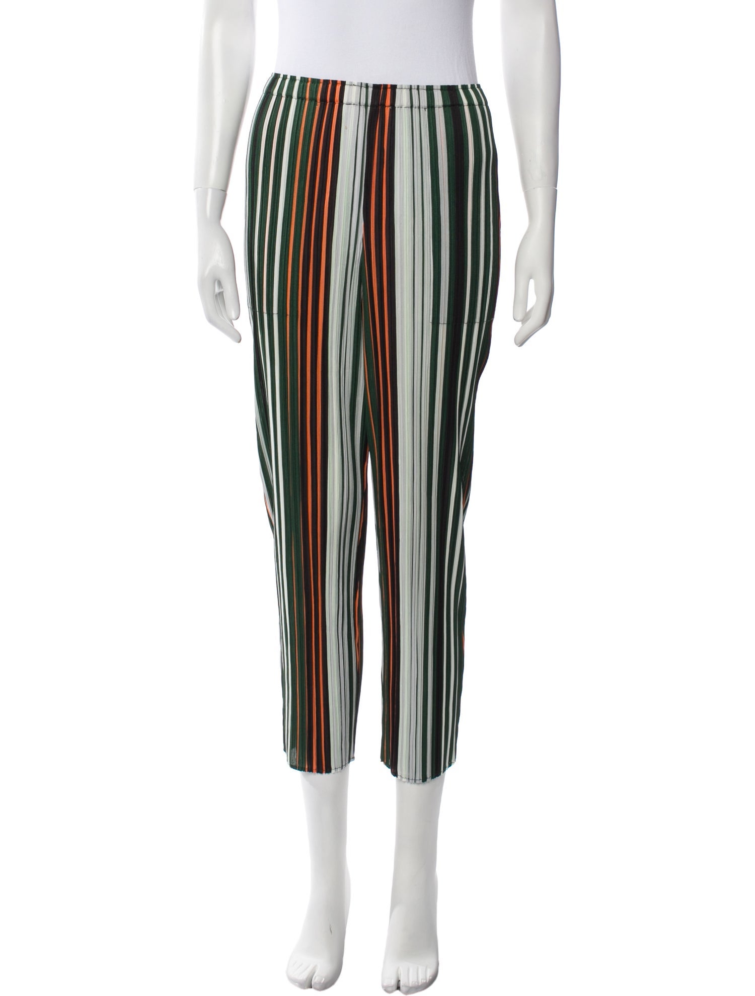 Pleats Please Issey Miyake Striped Skinny Leg Pants