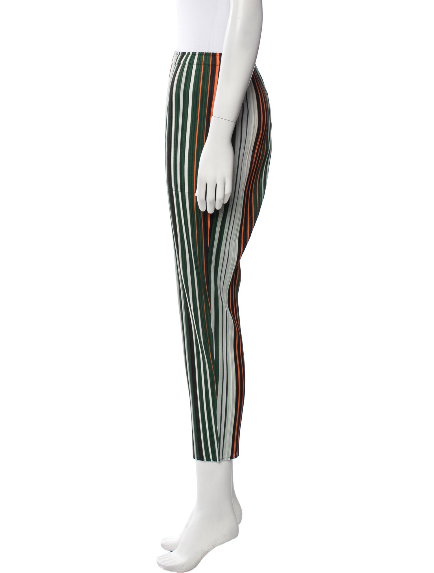 Pleats Please Issey Miyake Striped Skinny Leg Pants