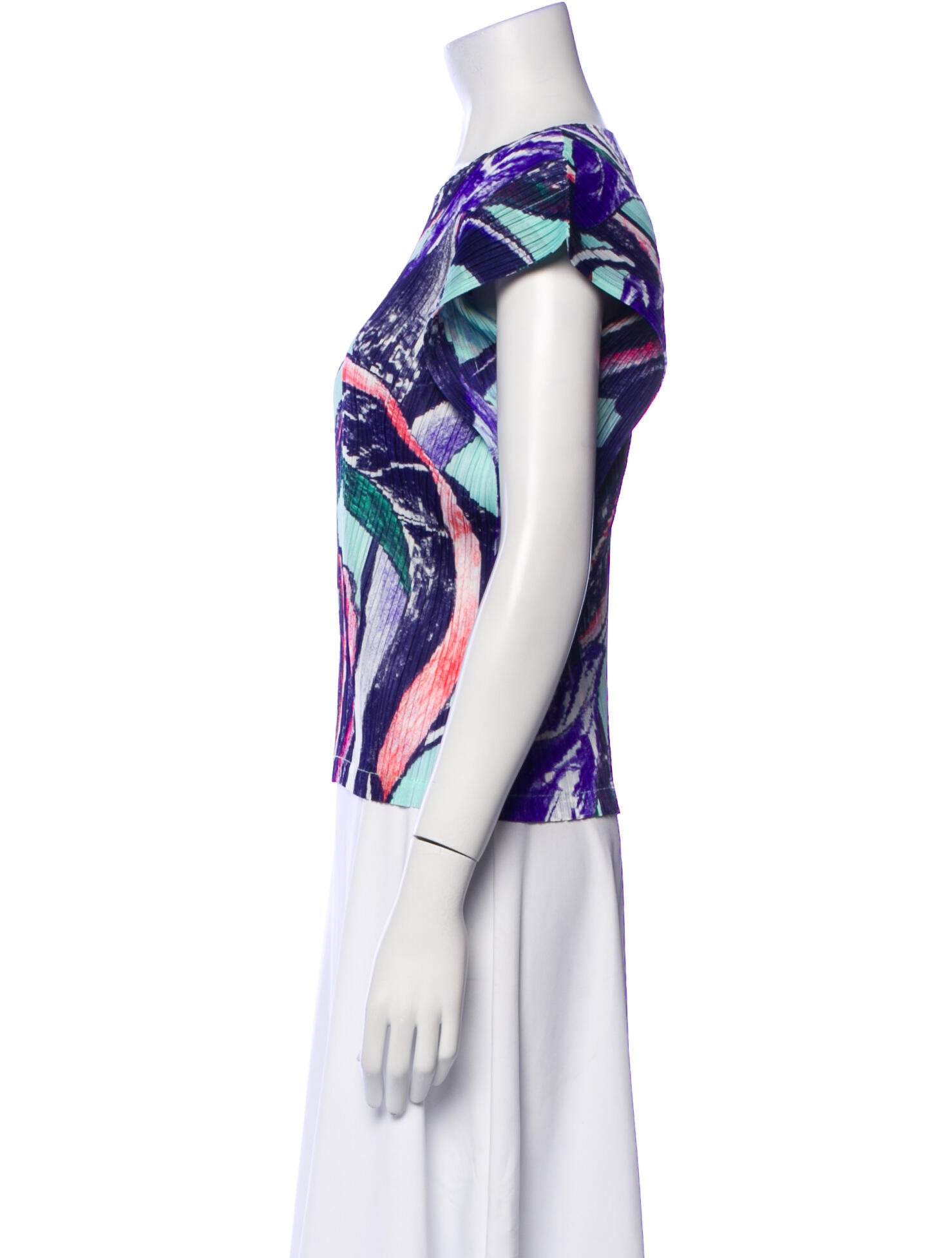 Pleats Please Issey Miyake Printed Bateau Neckline T-Shirt