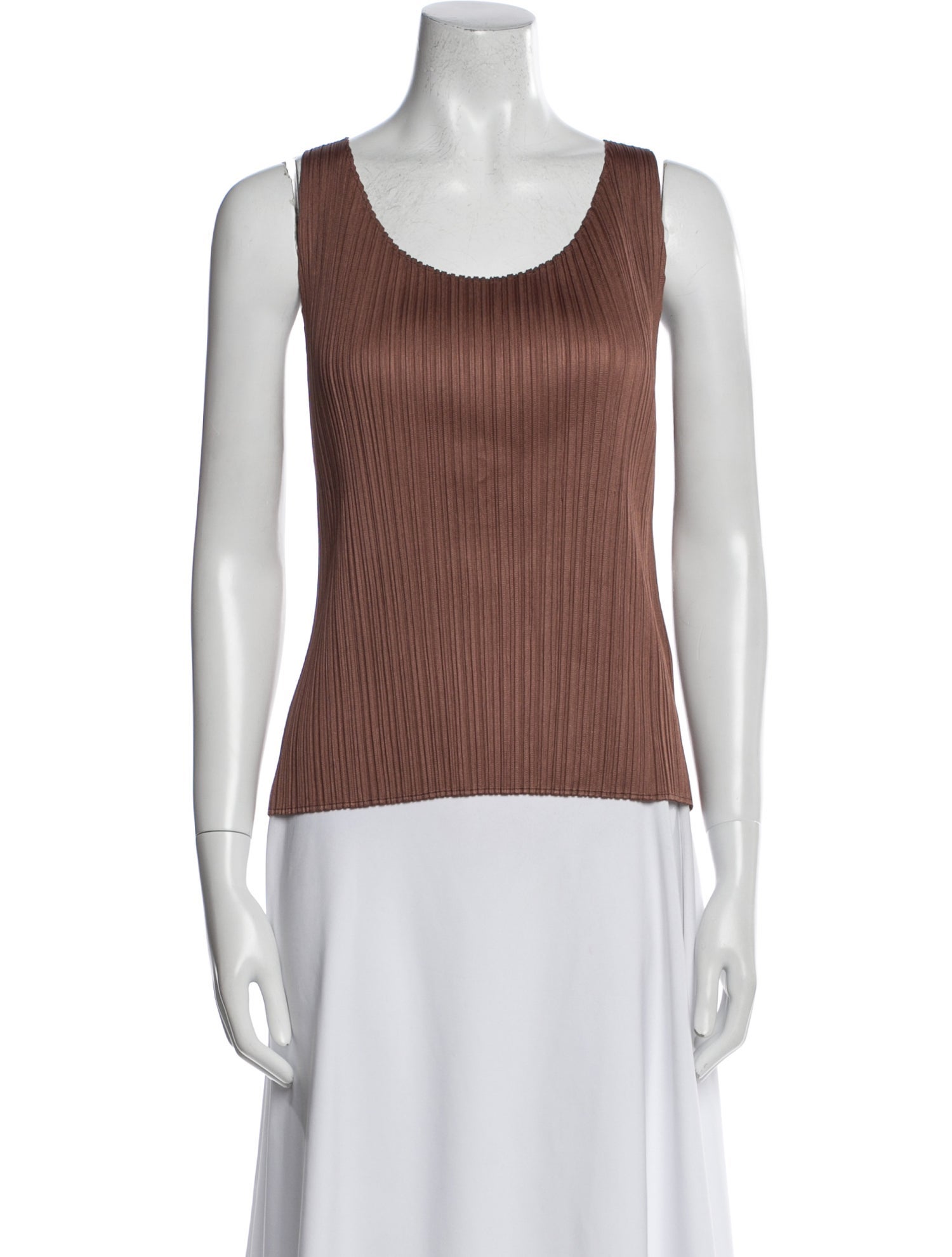 Pleats Please Issey Miyake Scoop Neck Sleeveless Top