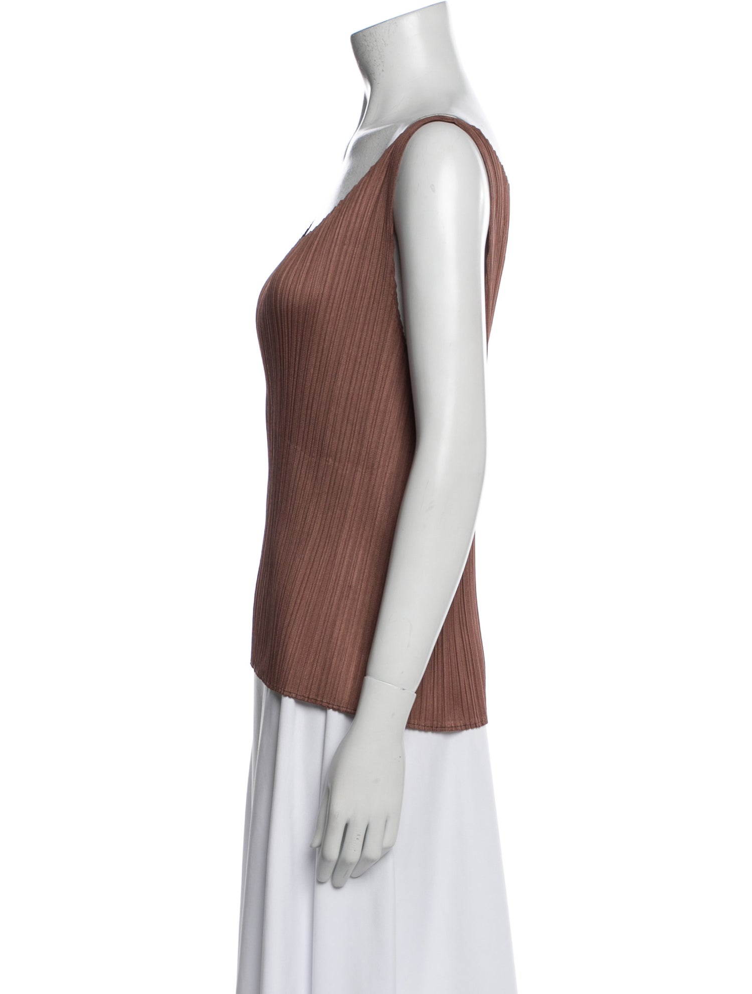 Pleats Please Issey Miyake Scoop Neck Sleeveless Top